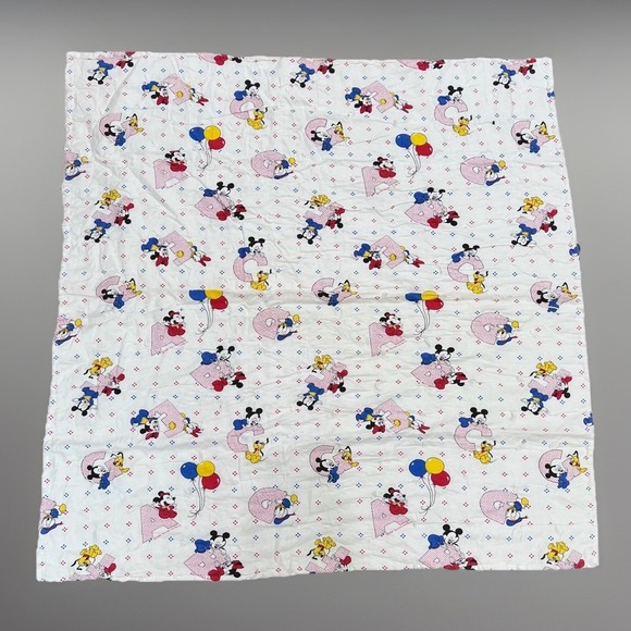 Disney Other - Vintage Walt Disney Baby Mickey Minnie Mouse Friends ABC Printed Crib Blanket